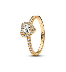 Bague Pandora, coeur surélevé en métal doré or jaune 585/1000, 168421C01