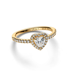 La Bague Pandora, coeur surélevé en métal doré or jaune 585/1000, 168421C01
