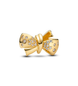 Charm Pandora Moments, noeud scintillant, en métal doré or jaune 585/1000, 763442C01