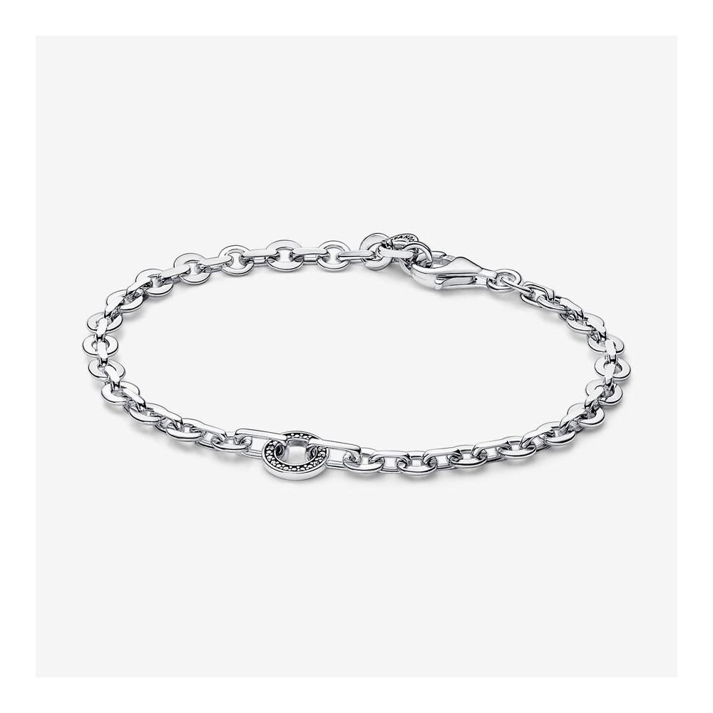 Le Bracelet chaîne Pandora Signature, pavé audacieux, argent 925/1000, 592777C01. Le Bracelet chaîne Pandora Signature, pavé audacieux, argent 925/1000, 592777C01.