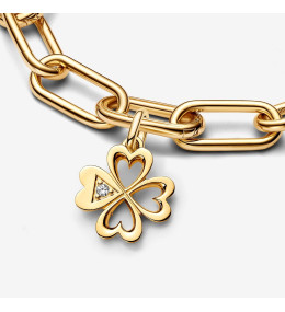Le Charm Médaillon Trèfle à Quatre Feuilles Cœur Pandora ME, en doré or jaune 585/1000, 763034C01