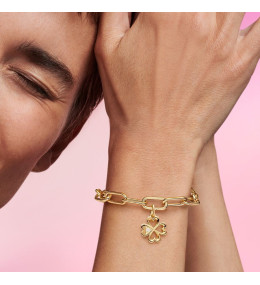 Le Charm Médaillon Trèfle à Quatre Feuilles Cœur Pandora ME, en doré or jaune 585/1000, 763034C01