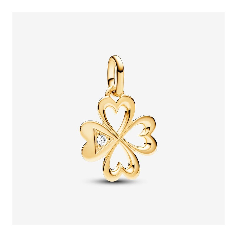 Le Charm Médaillon Trèfle à Quatre Feuilles Cœur Pandora ME, en doré or jaune 585/1000, 763034C01