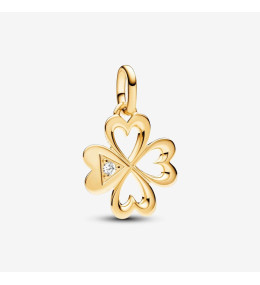 Le Charm Médaillon Trèfle à Quatre Feuilles Cœur Pandora ME, en doré or jaune 585/1000, 763034C01