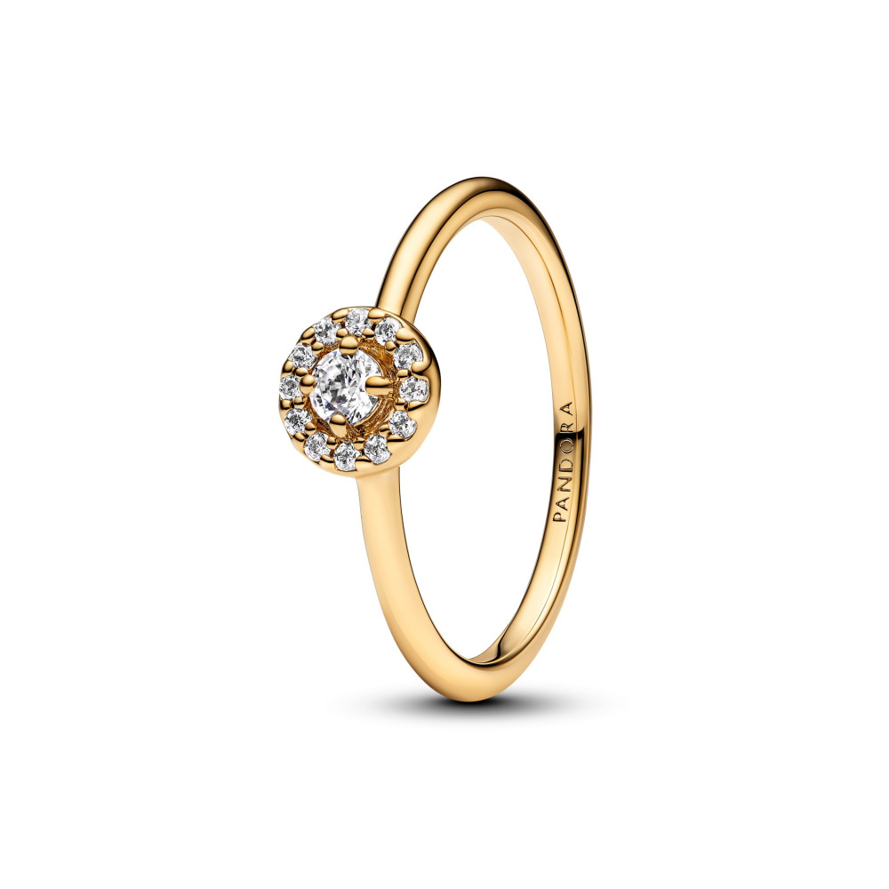 Bague Pandora, halo pavé rond en métal doré or jaune 585/1000, 163554C01