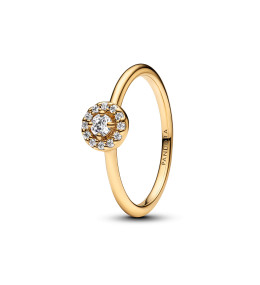 Bague Pandora, halo pavé rond en métal doré or jaune 585/1000, 163554C01