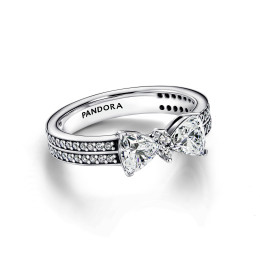La Bague Pandora, double rang noeud scintillant en argent 925/1000, 193552C01