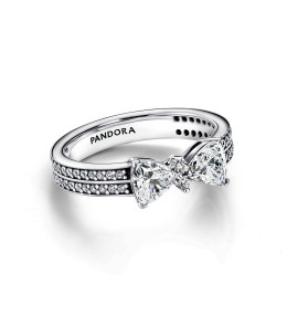 La Bague Pandora, double rang noeud scintillant en argent 925/1000, 193552C01