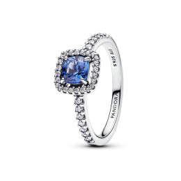 Bague Pandora, halo bleu carré scintillant en argent 925/1000, 193555C01