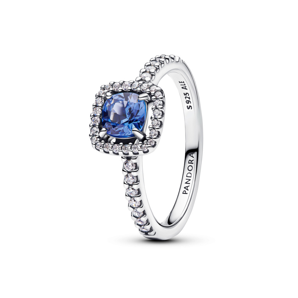 Bague Pandora, halo bleu carré scintillant en argent 925/1000, 193555C01
