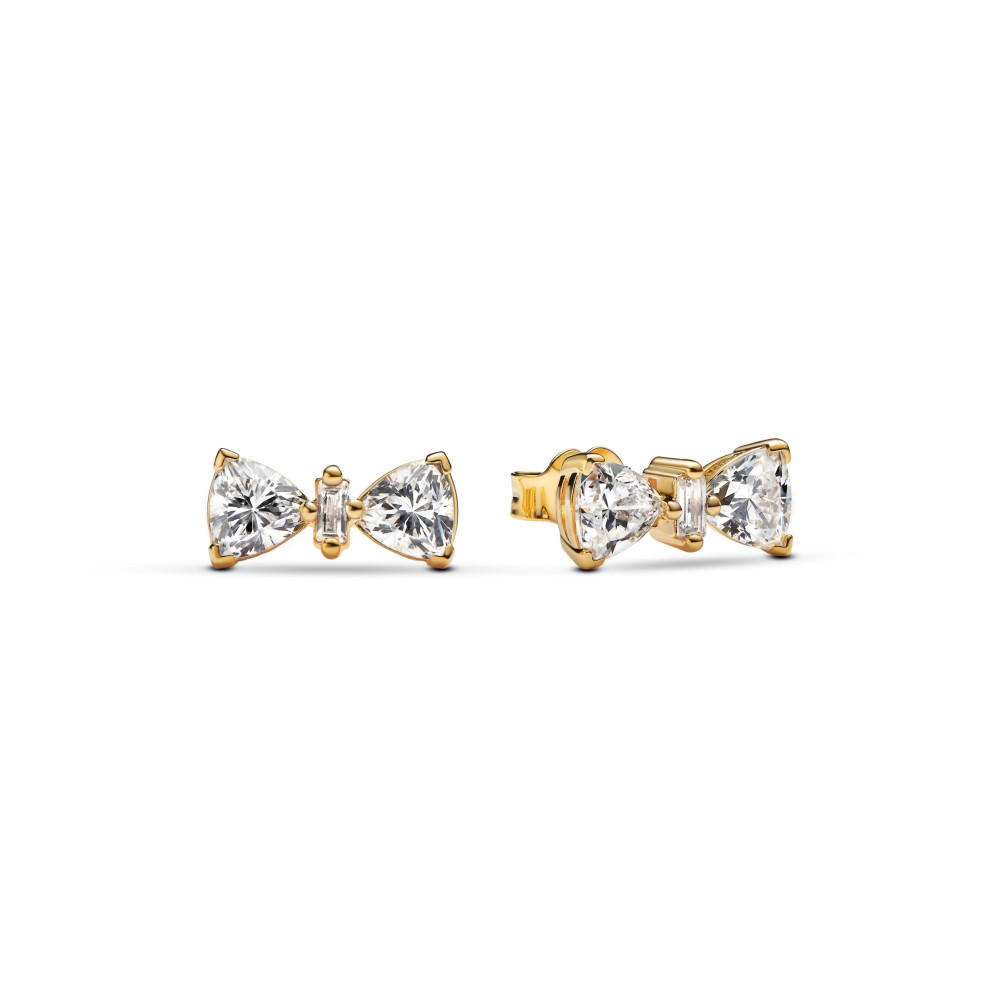 Boucles d'oreilles Pandora , noeud scintillant en métal doré or jaune 585/1000, 263507C01