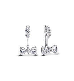 Boucles d'oreilles pendantes Pandora , noeud scintillant en argent 925/1000, 293543C01