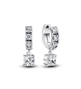 Boucles d'oreilles créoles Pandora , pavées en argent 925/1000, 293547C01