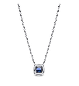 Le Collier Pandora, halo carré bleu scintillant en argent 925/1000, 393560C01-45