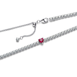 Le Collier Pandora Timeless, choker coeur rouge halo argent 925/1000, 393549C01-40