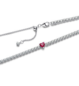 Le Collier Pandora Timeless, choker coeur rouge halo argent 925/1000, 393549C01-40