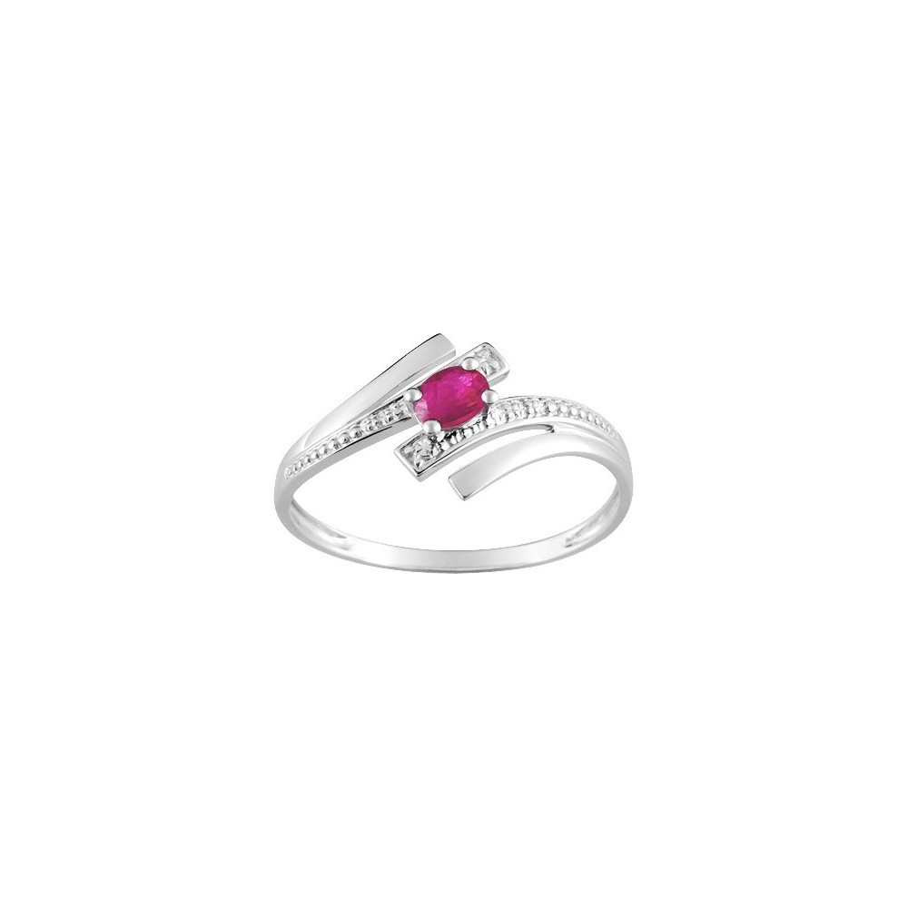 Bague or gris 375/1000, rubis by Stauffer