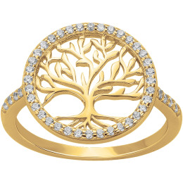 Bague Plaqué Or, arbre de vie et 44 oxydes de zirconium by Stauffer