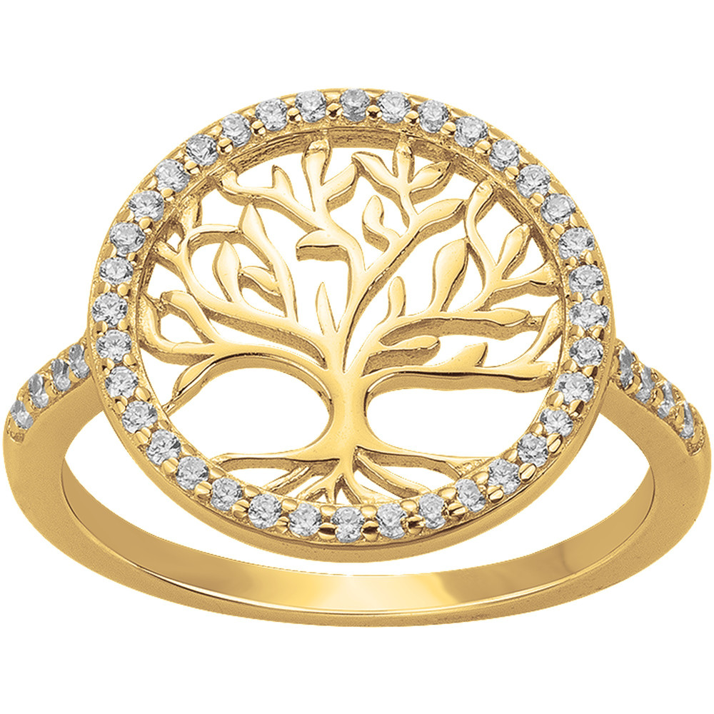Bague Plaqué Or, arbre de vie et 44 oxydes de zirconium by Stauffer