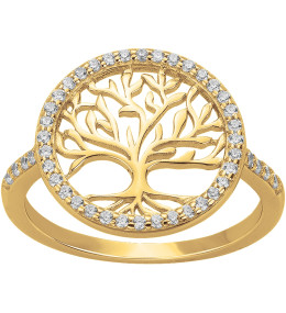 Bague Plaqué Or, arbre de vie et 44 oxydes de zirconium by Stauffer