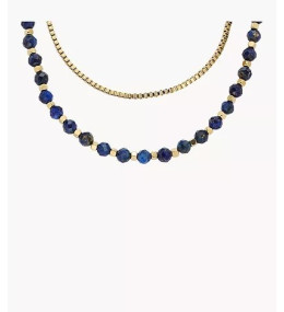 Collier Femme FOSSIL, All stacked up, en acier et Lapis lazuli, JA7247710
