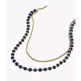 Le Collier Femme FOSSIL, All stacked up, en acier et Lapis lazuli, JA7247710