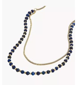 Le Collier Femme FOSSIL, All stacked up, en acier et Lapis lazuli, JA7247710