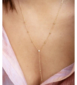 Le Collier Soho en acier PVD jaune et oxydes de zirconium, ZAG bijoux, SNM16769-01UNI