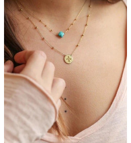 Le Collier Velasquez en acier PVD jaune et nacre, ZAG bijoux, SNS07970-01SEL