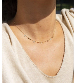 Le Collier Mini confettis en acier PVD jaune, ZAG bijoux, SNS12105-01WHT