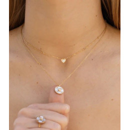 Le Collier Eternity en acier PVD jaune et oxydes de zirconium, ZAG bijoux, SNS18567-01SEL