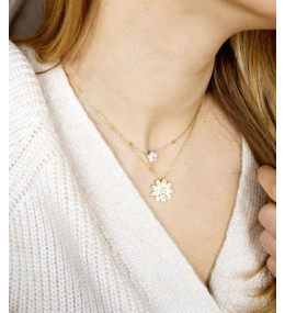 Le Collier Vahine en acier PVD jaune et nacre, ZAG bijoux, SNS19869-01SEL