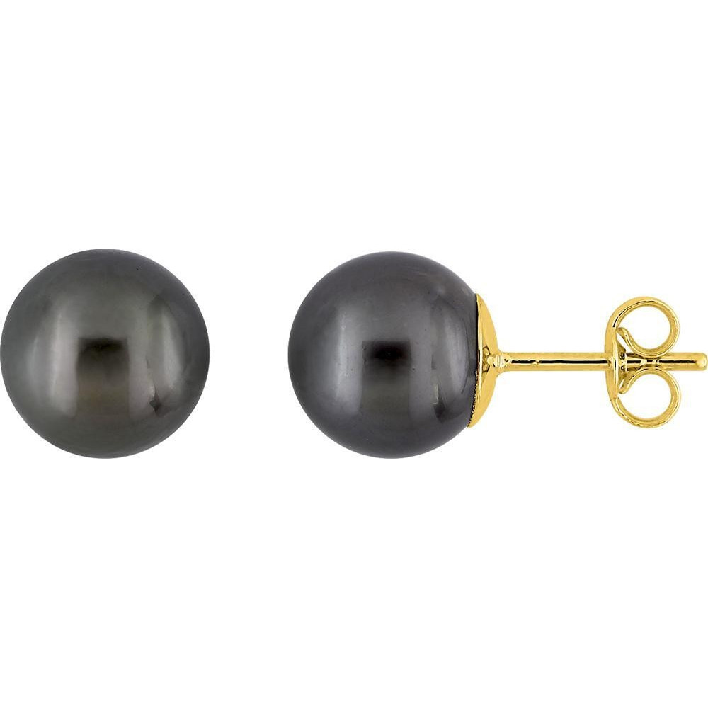 Les Boucles d'oreilles or jaune 750/1000, Perle de Tahiti 7/8 A/B mm by Stauffer