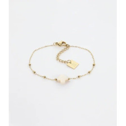 Bracelet Velasquez en acier PVD jaune et nacre, ZAG bijoux, SBS07970-01SEL