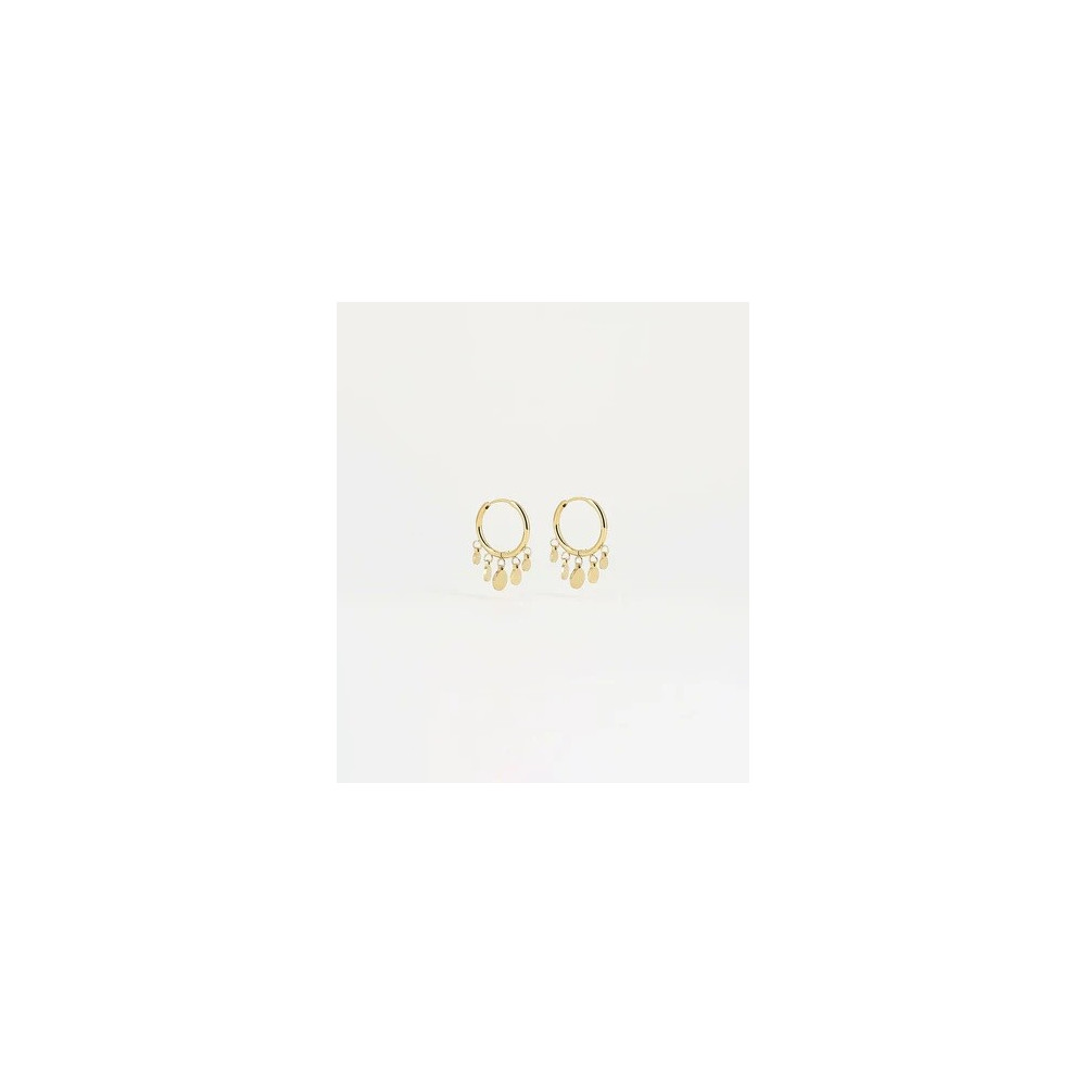 Boucles d'oreilles créoles confettis en acier PVD jaune, ZAG bijoux, SEC04242-01UNI