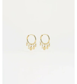 Boucles d'oreilles créoles confettis en acier PVD jaune, ZAG bijoux, SEC04242-01UNI