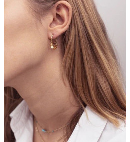 Les Boucles d'oreilles créoles confettis en acier PVD jaune, ZAG bijoux, SEC04242-01UNI