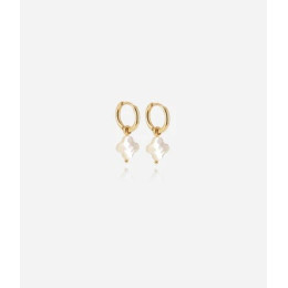 Boucles d'oreilles créoles Vélasquez en acier PVD jaune et nacre, ZAG bijoux, SEC07970-01SEL