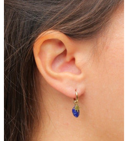 Les Boucles d'oreilles créoles Phine en acier PVD jaune et nacre, ZAG bijoux, SEC10950-01SEL