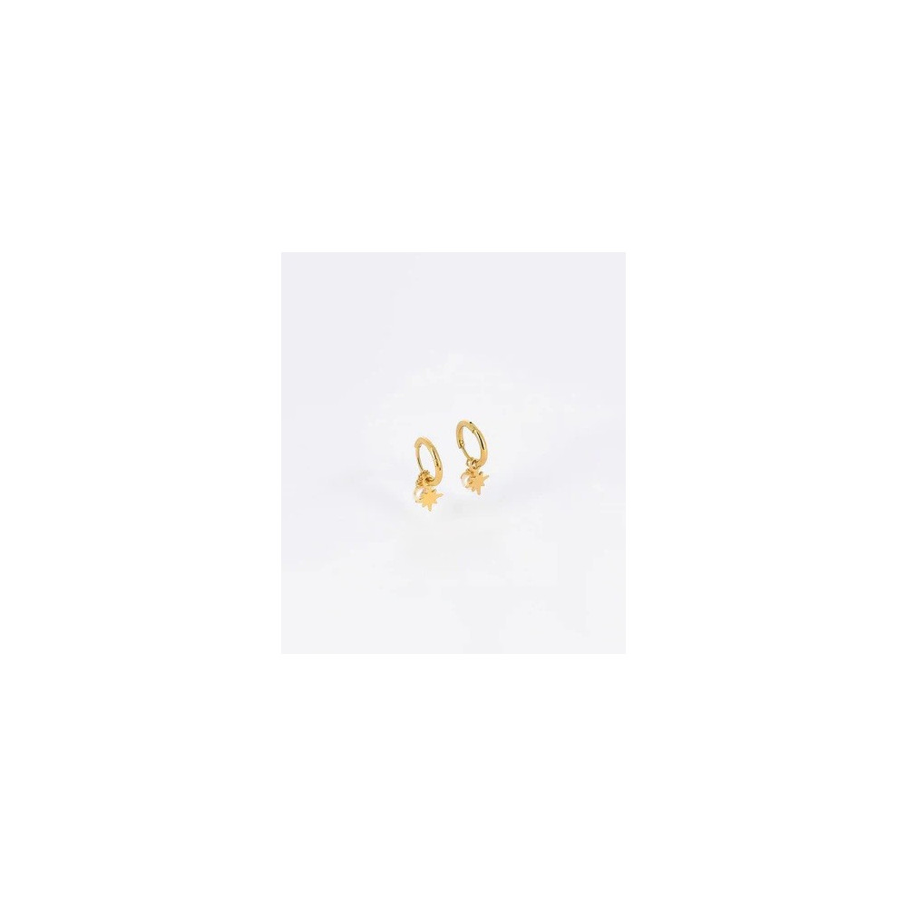 Boucles d'oreilles créoles Phine en acier PVD jaune et nacre, ZAG bijoux, SEC10950-01SEL