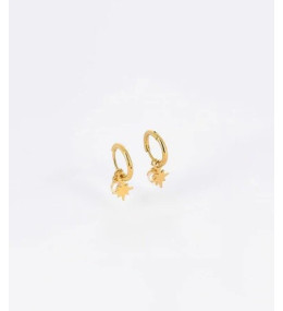 Boucles d'oreilles créoles Phine en acier PVD jaune et nacre, ZAG bijoux, SEC10950-01SEL
