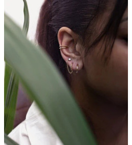 Les Boucles d'oreilles double Chi en acier PVD jaune et oxydes de zirconium, ZAG bijoux, SEC13832-01UNI