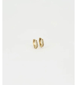 Boucles d'oreilles créoles Rita en acier PVD jaune et oxydes de zirconium, ZAG bijoux, SEC14656-01WHT