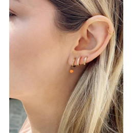 Les Boucles d'oreilles demi-créoles Winnie en acier PVD jaune et oxydes de zirconium, ZAG bijoux, SEC15169-01WHT