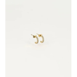 Boucles d'oreilles demi-créoles Winnie en acier PVD jaune et oxydes de zirconium, ZAG bijoux, SEC15169-01WHT