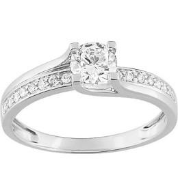 Bague or gris 375/1000, oxydes de zirconium taille brillant, by Stauffer