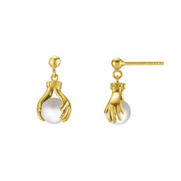 Boucles d'oreilles Jourdan Bijoux Hélicé, perles de culture et argent 925/1000 doré or jaune, AJF170222E