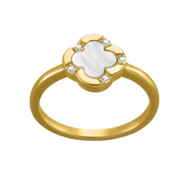 Bague femme, argent 925/1000 dorée or jaune 750/1000, Charles Garnier Paris 1901, LEGENDE petit trèfle, AGF170208R