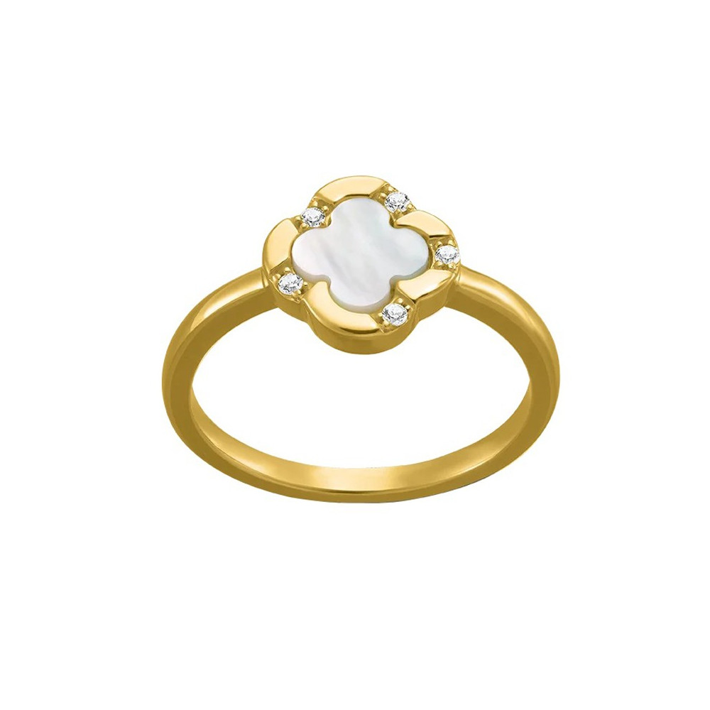 Bague femme, argent 925/1000 dorée or jaune 750/1000, Charles Garnier Paris 1901, LEGENDE petit trèfle, AGF170208R