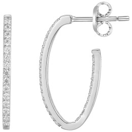 Boucles d'oreilles créoles Argent 925/1000, 48 oxydes de zirconium by Stauffer